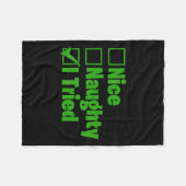 Funny Christmas Shirt Hilarious Nice Naughty I Tri フリースブランケット (正面(横))