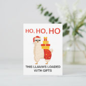 Funny Christmas Simple Disco Santa Llama シーズンポストカード (スタンド正面)