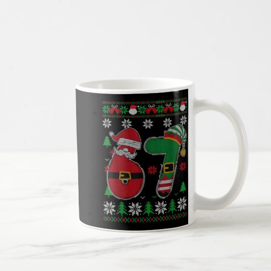 Funny Christmas Six Seven 67 Meme Santa Elf Retro コーヒーマグカップ (右)