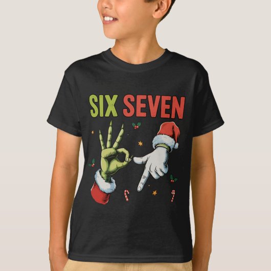 Funny Christmas Six Seven 6 7 Meme Xmas Kids Tシャツ (正面)