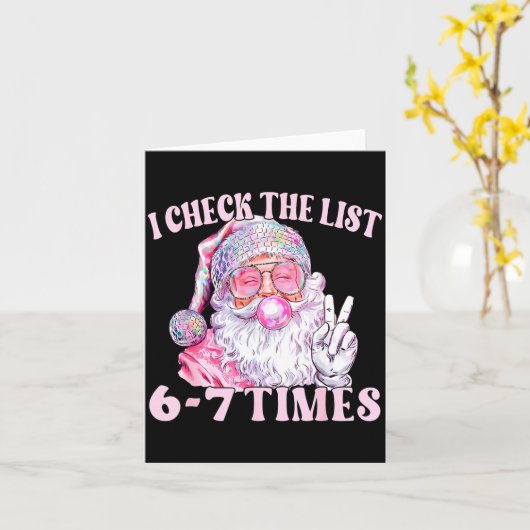 Funny Christmas Six Seven Meme Santa I Check List  カード (黄色い花)