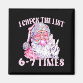Funny Christmas Six Seven Meme Santa I Check List  マグネット (正面)