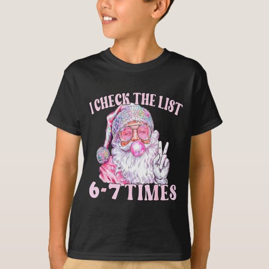 Funny Christmas Six Seven Meme Santa I Check List  Tシャツ (正面)