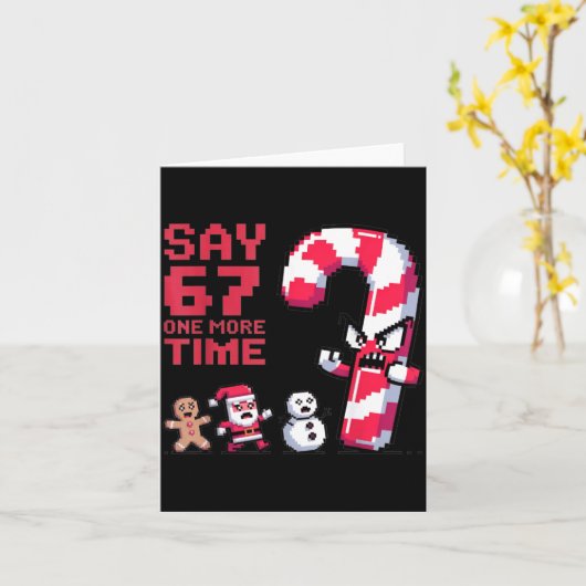 Funny Christmas Six Seven Meme Say 67 One Humor Mo カード (黄色い花)