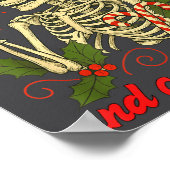 Funny Christmas Skeleton Champagne And Candy Canes ポスター (角)