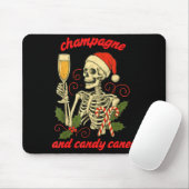 Funny Christmas Skeleton Champagne And Candy Canes マウスパッド (マウス)