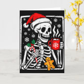 Funny Christmas Skeleton Hot Chocolate Xmas Men Wo カード (黄色い花)