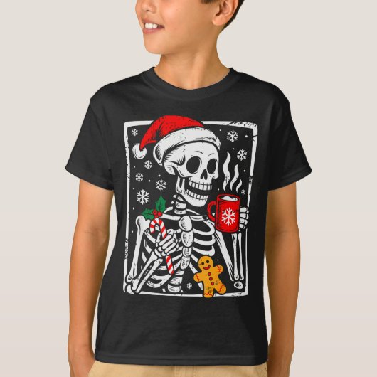 Funny Christmas Skeleton Hot Chocolate Xmas Men Wo Tシャツ (正面)