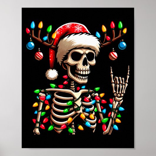 Funny Christmas Skeleton Santa Hat Xmas Vibes For  ポスター (正面)