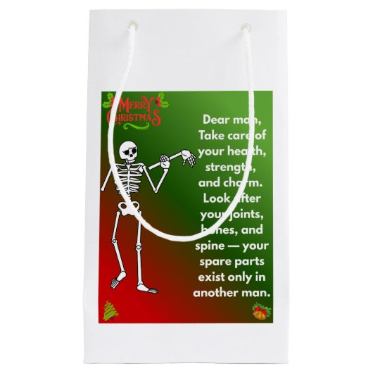 Funny Christmas Skeleton Wishes for man スモールペーパーバッグ (正面)