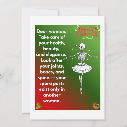 Funny Christmas Skeleton Wishes for woman シーズンカード (正面)
