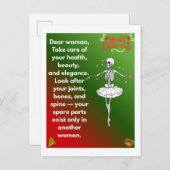 Funny Christmas Skeleton Wishes for woman Holiday シーズンポストカード (正面/裏面)