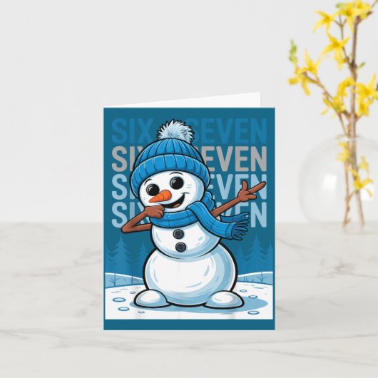Funny Christmas Snowman Dabbing Xmas Dab Six Seven カード (黄色い花)