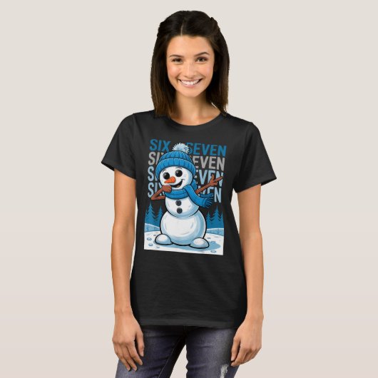 Funny Christmas Snowman Dabbing Xmas Dab Six Seven Tシャツ (正面フル)