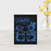 Funny Christmas Snowman Do You Smell Carrots  カード (黄色い花)