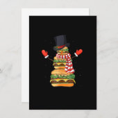 Funny Christmas Snowman Hamburger Xmas Cheeseburge 招待状 (正面/裏面)
