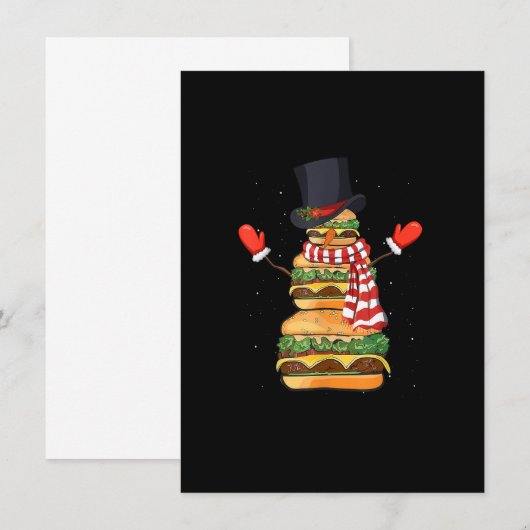 Funny Christmas Snowman Hamburger Xmas Cheeseburge 招待状 (正面/裏面)