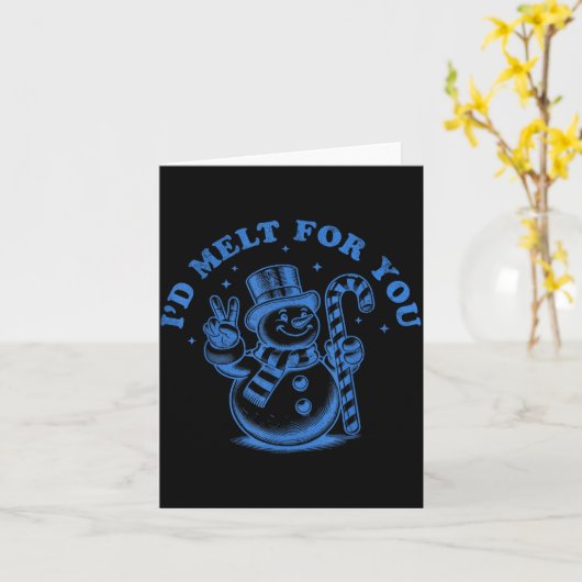 Funny Christmas Snowman I'd Melt For You  カード (黄色い花)