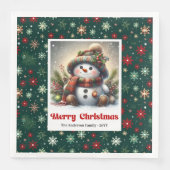 Funny Christmas Snowman Napkins Editable Kids Styl (正面)