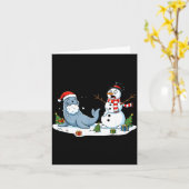 Funny Christmas Snowman Sea Lion Xmas Mens Womens  カード (黄色い花)