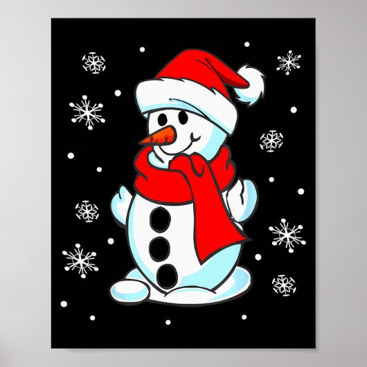 Funny Christmas Snowman Tee Cute Santa Men Women K ポスター (正面)