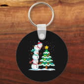 Funny Christmas Snowman Topper Tree Holiday Family キーホルダー (正面)