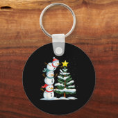 Funny Christmas Snowman Topper Tree Holiday Family キーホルダー (正面)