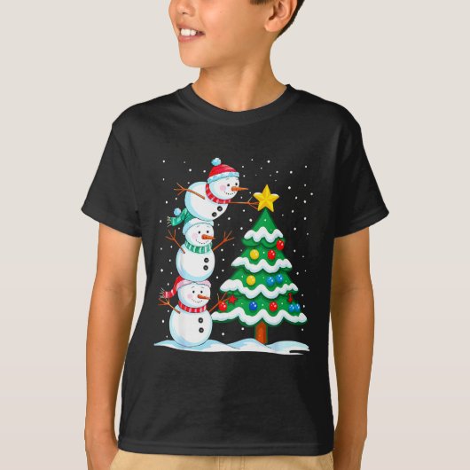 Funny Christmas Snowman Topper Tree Holiday Family Tシャツ (正面)