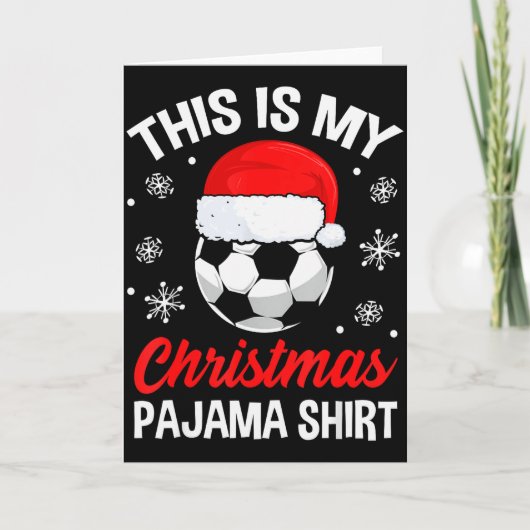 Funny Christmas Soccer Ball Pajama Pj Outfit Men W カード (正面)