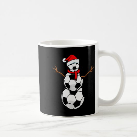 Funny Christmas Soccer Santa Snowman  コーヒーマグカップ (右)
