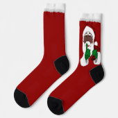 Funny Christmas Socks African Santa Socks Custom ソックス (左)
