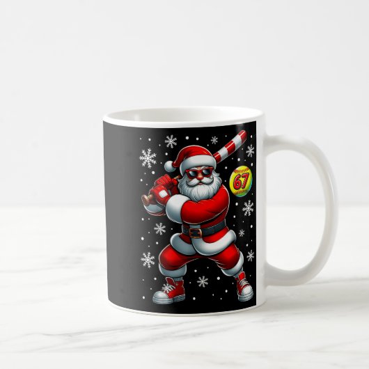 Funny Christmas Softball Cool Santa Claus 6 7 Meme コーヒーマグカップ (右)