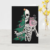 Funny Christmas Sorta Merry Sorta Scary Skeleton X カード (黄色い花)