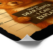 Funny Christmas Squirrel - Cute Squirrel Santa Hat ポスター (角)