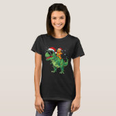 Funny Christmas T Rex Dinosaur Gingerbread Lights  Tシャツ (正面フル)