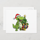 Funny Christmas T Rex, Xmas Dinosaur ポストカード (正面/裏面)