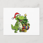 Funny Christmas T Rex, Xmas Dinosaur ポストカード (正面)