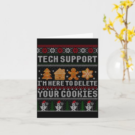 Funny Christmas Tech Suprt Computer  カード (黄色い花)