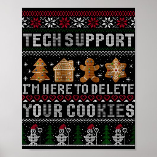 Funny Christmas Tech Suprt Computer T Shirt ポスター (正面)