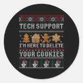 Funny Christmas Tech Suprt Computer T Shirt  ラウンドシール (正面)