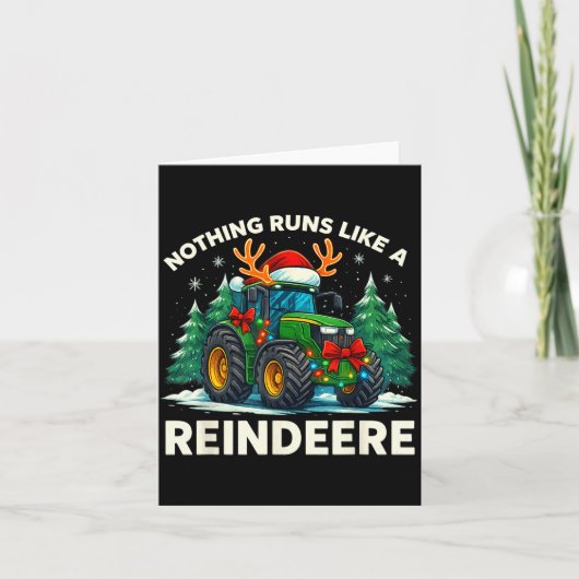 Funny Christmas Tractor Nothing Runs Like A Reinde カード (正面)