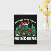 Funny Christmas Tractor Nothing Runs Like A Reinde カード (黄色い花)
