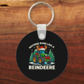 Funny Christmas Tractor Nothing Runs Like A Reinde キーホルダー (正面)
