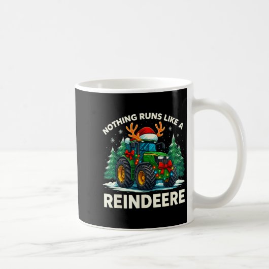 Funny Christmas Tractor Nothing Runs Like A Reinde コーヒーマグカップ (右)