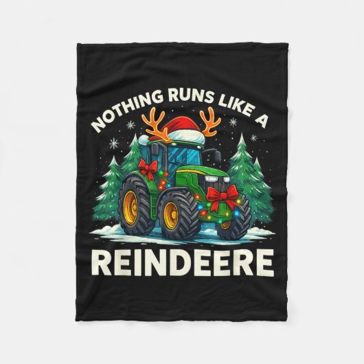 Funny Christmas Tractor Nothing Runs Like A Reinde フリースブランケット (正面)