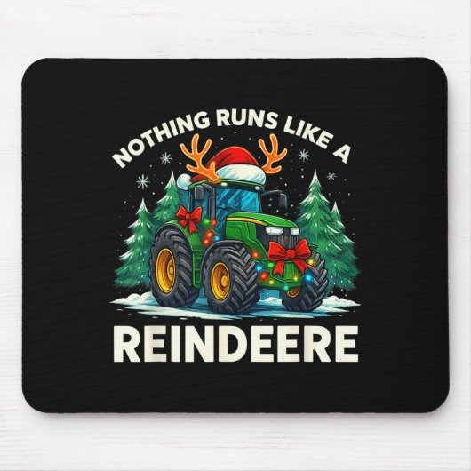 Funny Christmas Tractor Nothing Runs Like A Reinde マウスパッド (正面)