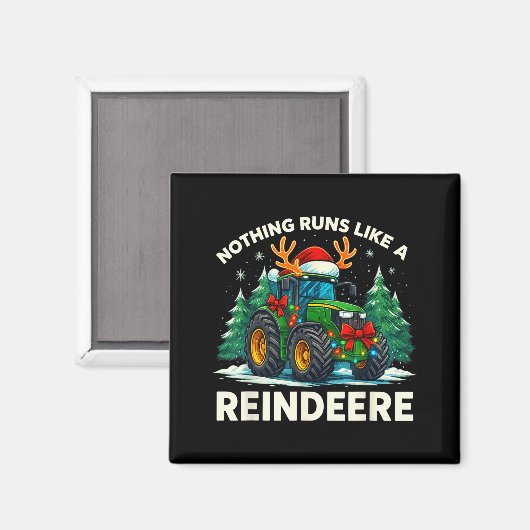 Funny Christmas Tractor Nothing Runs Like A Reinde マグネット (正面/裏面)