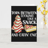 Funny Christmas Tree Cake Torn Between Looking Lik カード (黄色い花)