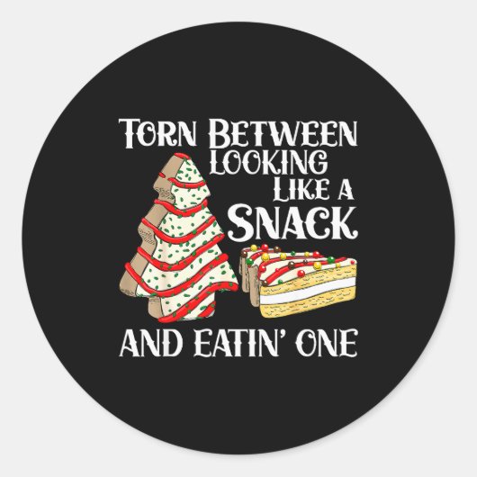 Funny Christmas Tree Cake Torn Between Looking Lik ラウンドシール (正面)