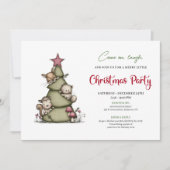 Funny Christmas Tree Cartoon Festive Party Card 招待状 (正面)